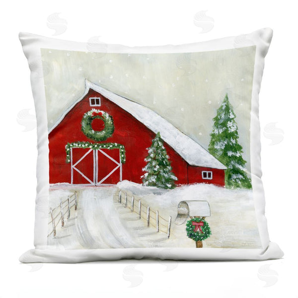 Stupell Industries Janet Tava | Winter Barn Scenery Printed Throw Pillow