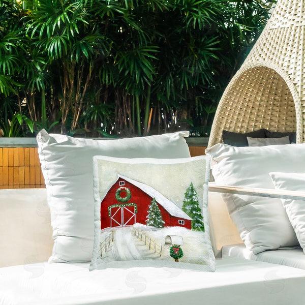 Stupell Industries Janet Tava | Winter Barn Scenery Printed Throw Pillow