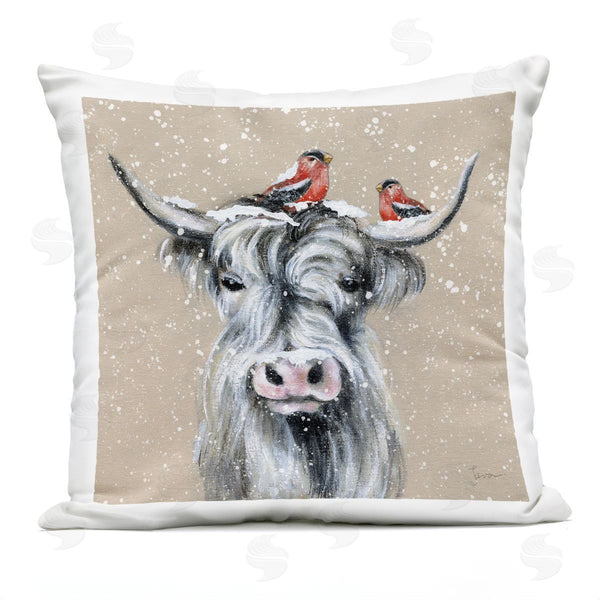 Stupell Industries Janet Tava | Winter Snowfall Birds Cattle Printed Throw Pillow