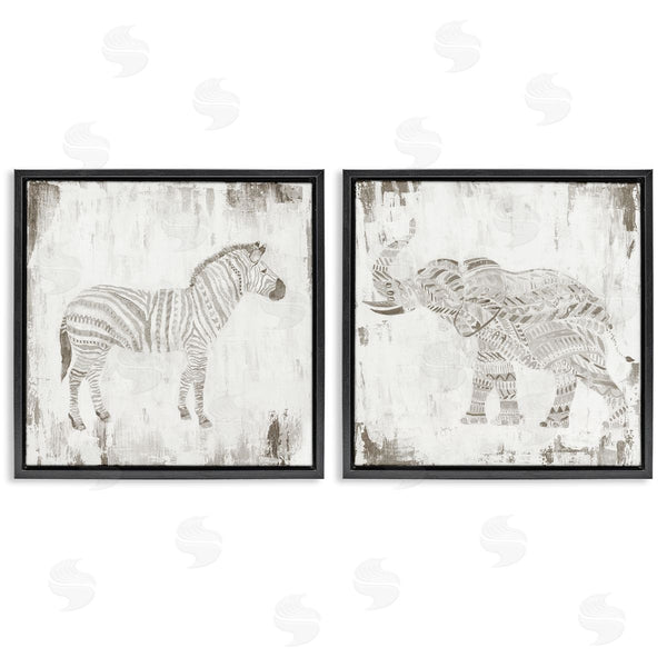 Stupell Industries Janet Tava | Zebra & Elephant Boho Stripes