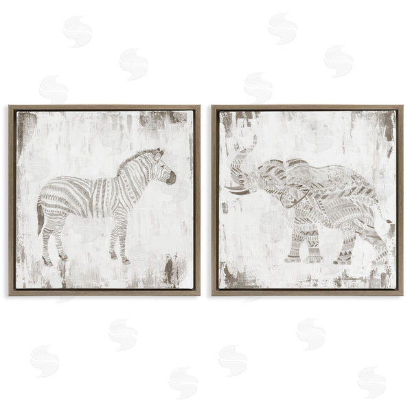Stupell Industries Janet Tava | Zebra & Elephant Boho Stripes