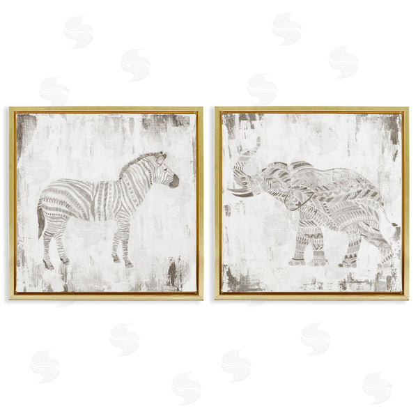 Stupell Industries Janet Tava | Zebra & Elephant Boho Stripes