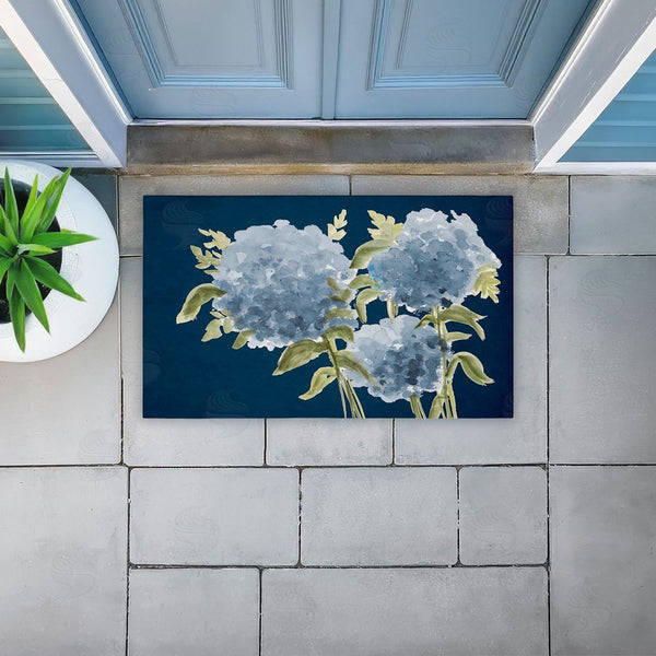 Stupell Industries Janice Gaynor | Blue Hydrangeas Contrast Non-Woven Door Mat