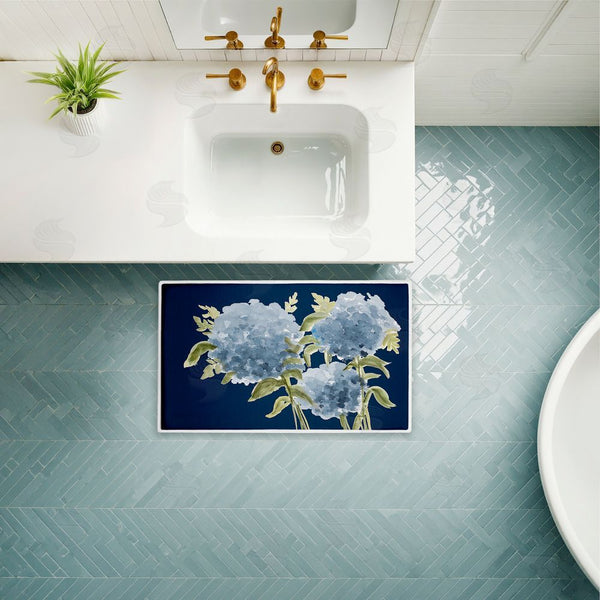 Stupell Industries Janice Gaynor | Blue Hydrangeas Contrast Plush Bath Mat