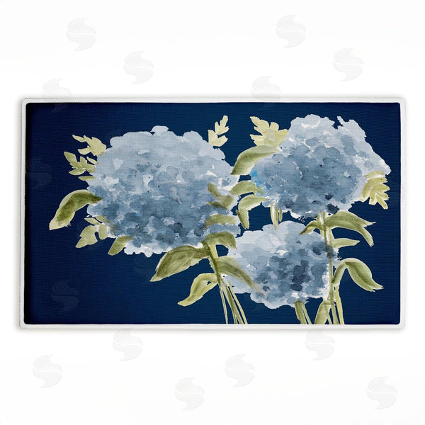 stupell industries Janice Gaynor | Blue Hydrangeas Contrast Plush Bath Mat