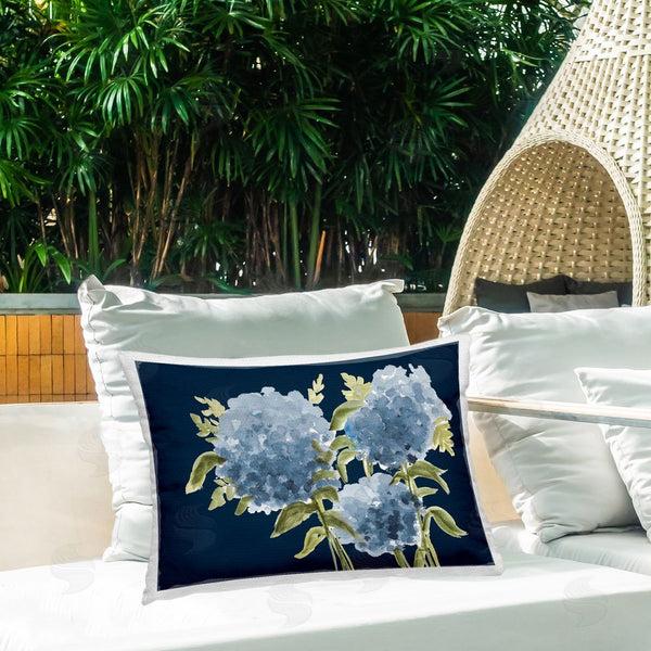 Stupell Industries Janice Gaynor | Blue Toned Hydrangeas Trio Printed Throw Pillow