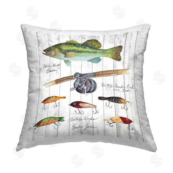 Stupell Industries Janice Gaynor | Fishing Lure Diagram Printed Throw Pillow
