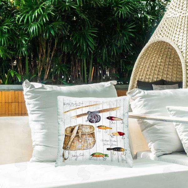 Stupell Industries Janice Gaynor | Fishing Tackle Box Printed Throw Pillow