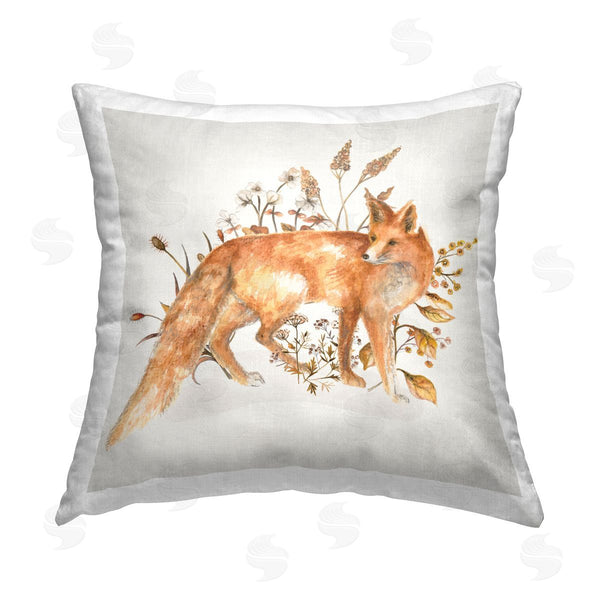 stupell industries Janice Gaynor | Forest Fox & Botanicals Printed Throw Pillow