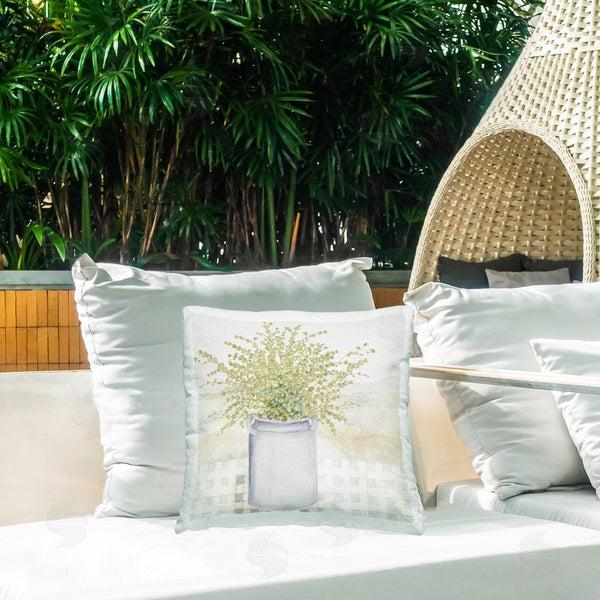 Stupell Industries Janice Gaynor | Garden Plant With Subtle Checkered Throw Pillow