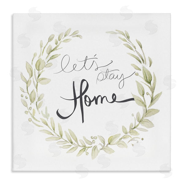 stupell industries Janice Gaynor | Let's Stay Home Phrase Soft Green Foliage