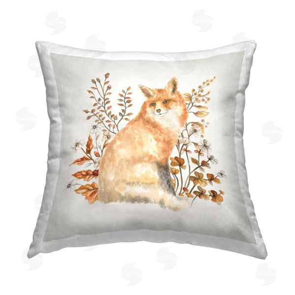stupell industries Janice Gaynor | Rustic Fox & Botanicals Printed Throw Pillow