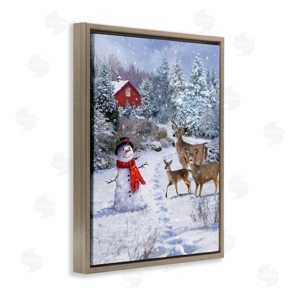 Stupell Industries Jason Kirk | Reindeer & Snowman Landscape Wall Art