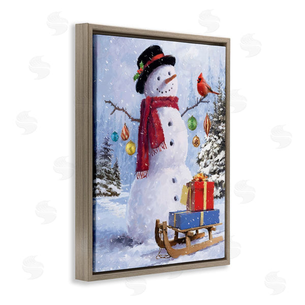 Stupell Industries Jason Kirk | Snowman With Gift Sled Wall Art
