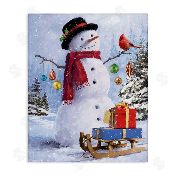 stupell industries Jason Kirk | Snowman with Gift Sled Wall Art