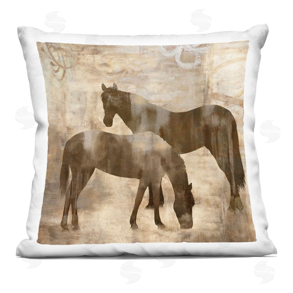stupell industries Jason Mann | Rustic Farm Horses Silhouettes Printed Throw Pillow