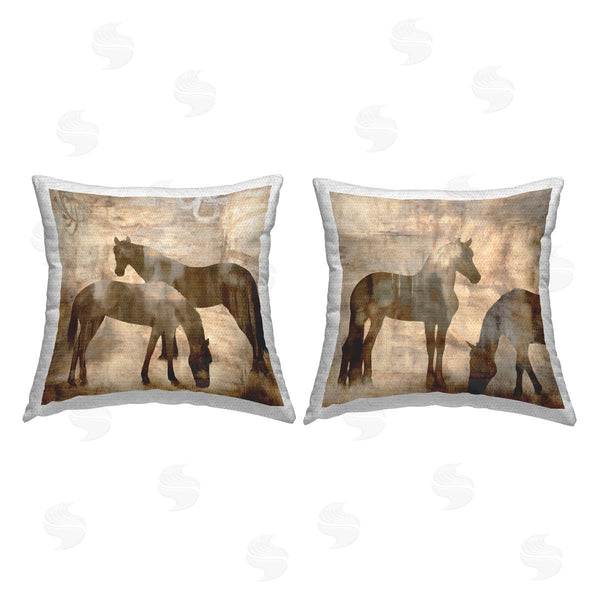 Stupell Industries Jason Mann | Rustic Grazing Horse Silhouettes Printed Throw Pillow Set