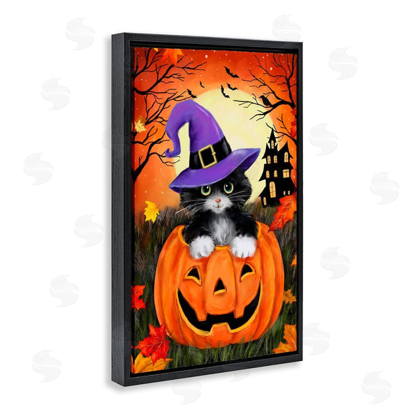 Stupell Industries Jean Francois | Cat Peeking From Jack-o-Lantern Wall Art