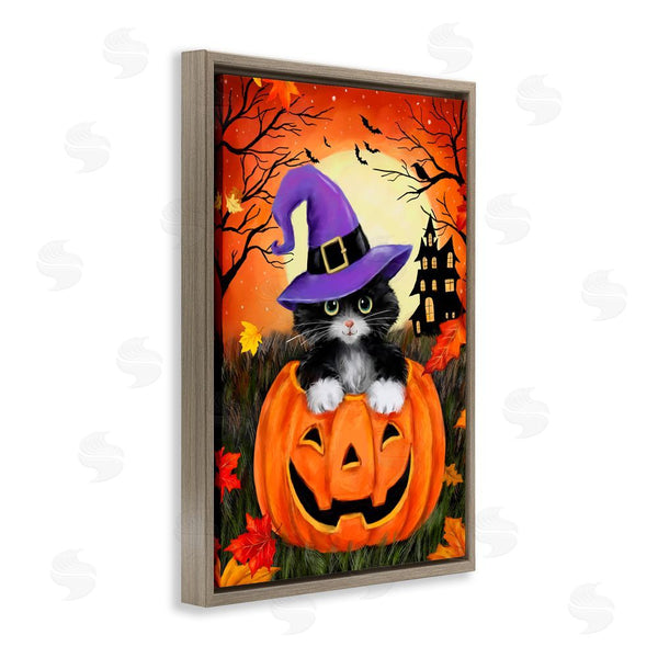 Stupell Industries Jean Francois | Cat Peeking From Jack-o-Lantern Wall Art