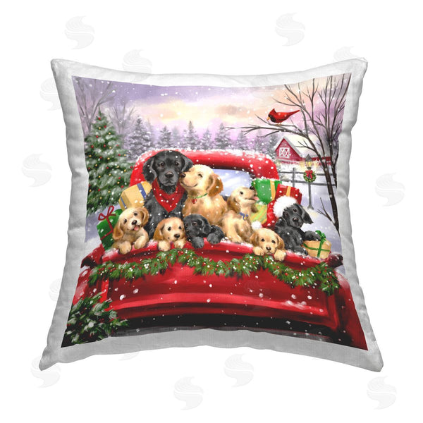 stupell industries Jean Francois | Snowy Christmas Puppies Printed Throw Pillow