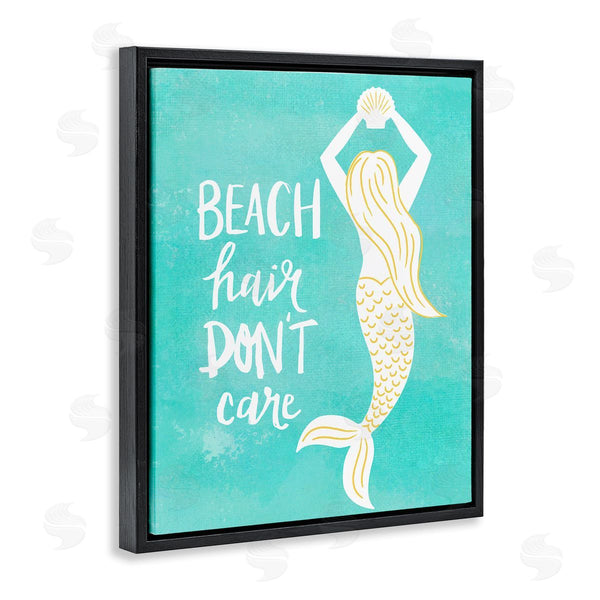 Stupell Industries Jean Kelly | Beach Hair Don't Care Mermaid Fantasy Turquoise Scallop Wall Art