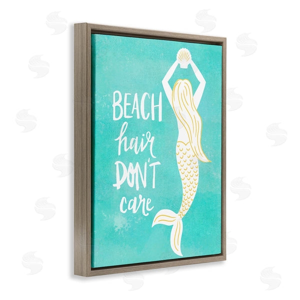 Stupell Industries Jean Kelly | Beach Hair Don't Care Mermaid Fantasy Turquoise Scallop Wall Art