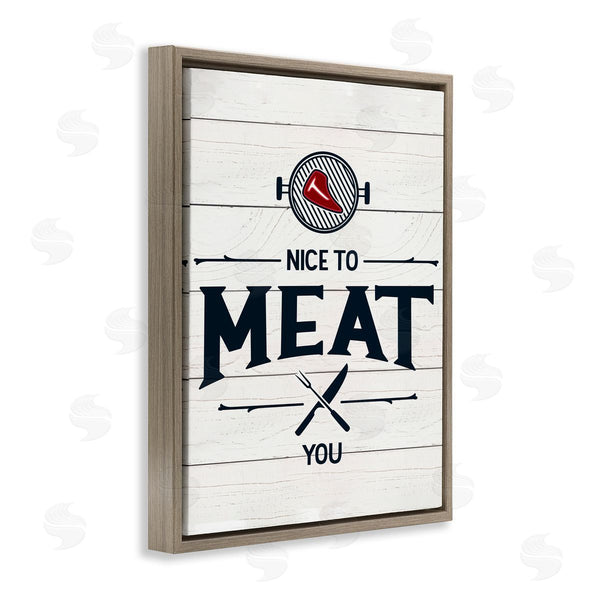 Stupell Industries Jean Kelly | Nice To Meat You Phrase Funny BBQ Pun Wall Art