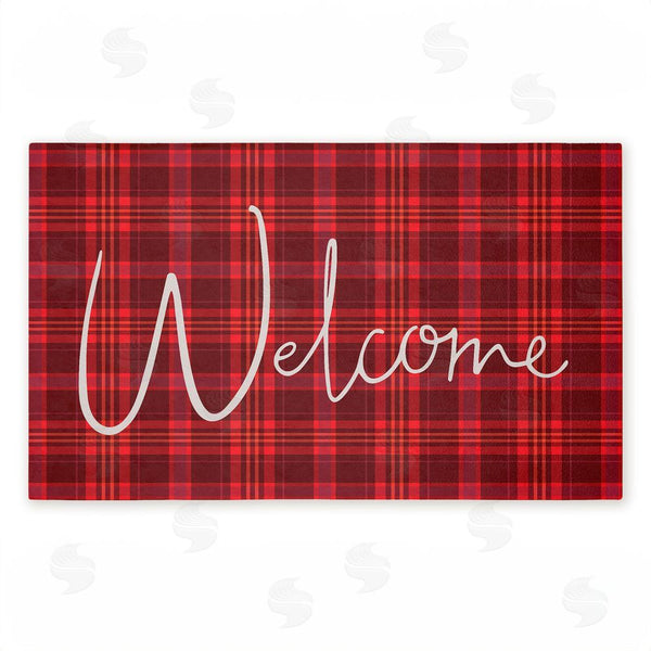stupell industries Jean Kelly | Red Tartan Greeting Non-Woven Door Mat