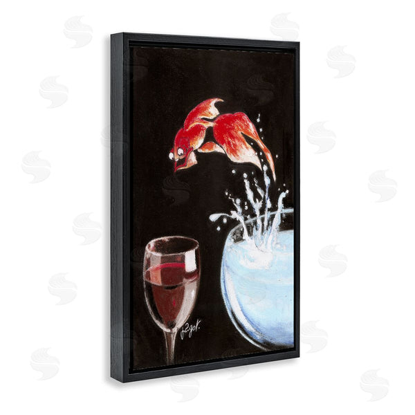 Stupell Industries Jean-Pierre Got | Fish Diving Into Wine Glass