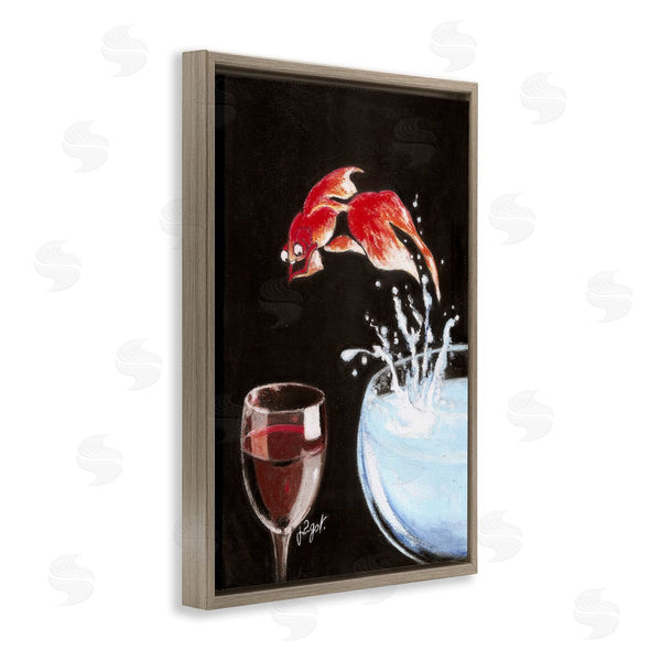 Stupell Industries Jean-Pierre Got | Fish Diving Into Wine Glass