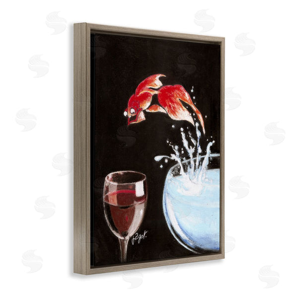 Stupell Industries Jean-Pierre Got | Fish Leaping Into Wine Glass
