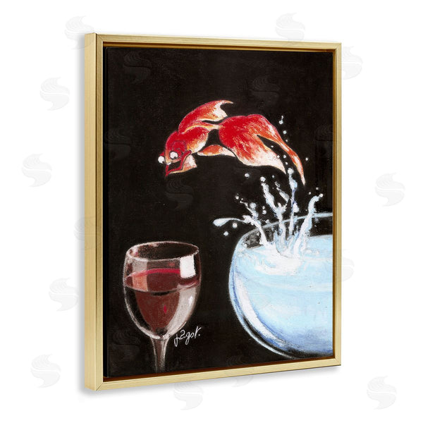 Stupell Industries Jean-Pierre Got | Fish Leaping Into Wine Glass