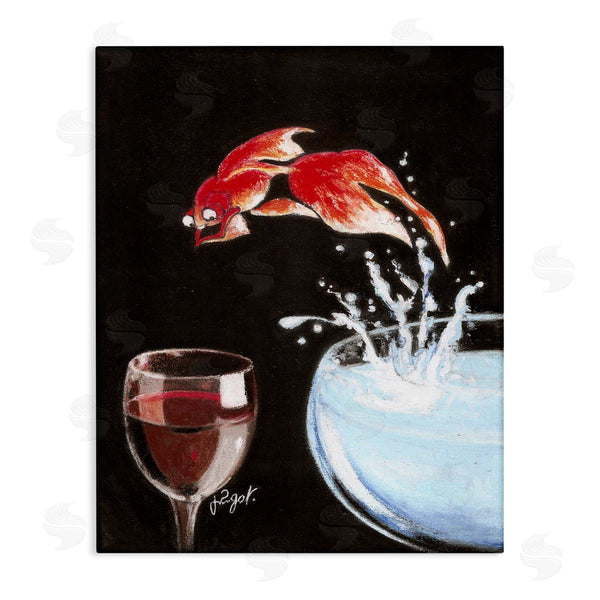 stupell industries Jean-Pierre Got | Fish Leaping Into Wine Glass