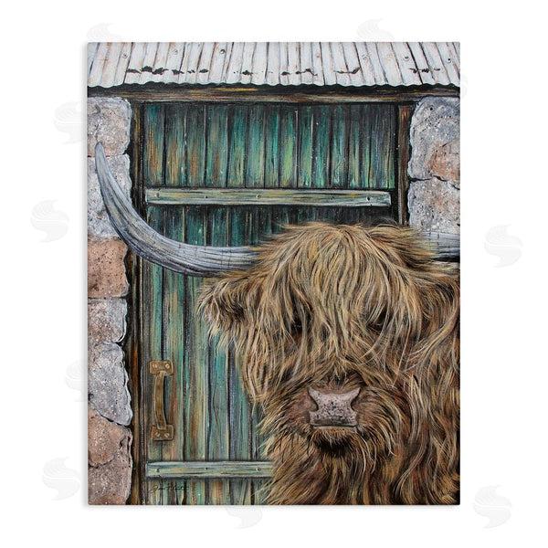 stupell industries Jean Plout | Highland Cow by Barn Door Wall Art