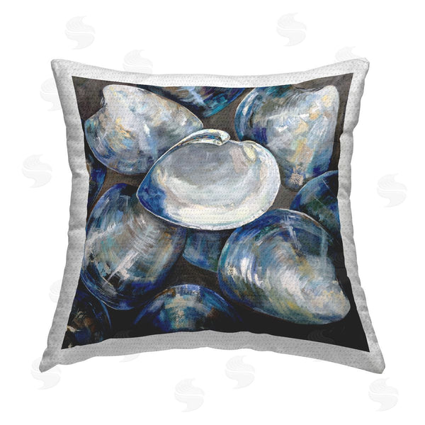 Stupell Industries Jeanette Vertentes | Blue Clam Shells Beach Printed Throw Pillow