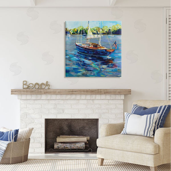 Stupell Industries Jeanette Vertentes | Boat With American Flag Wall Art