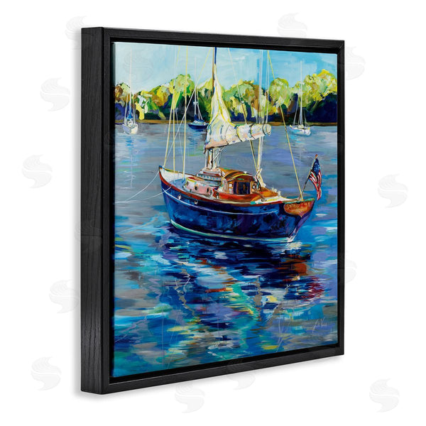 Stupell Industries Jeanette Vertentes | Boat With American Flag Wall Art