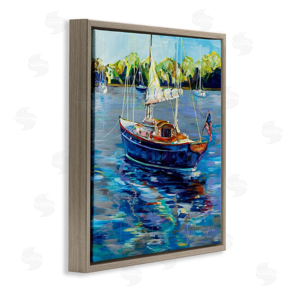 Stupell Industries Jeanette Vertentes | Boat With American Flag Wall Art