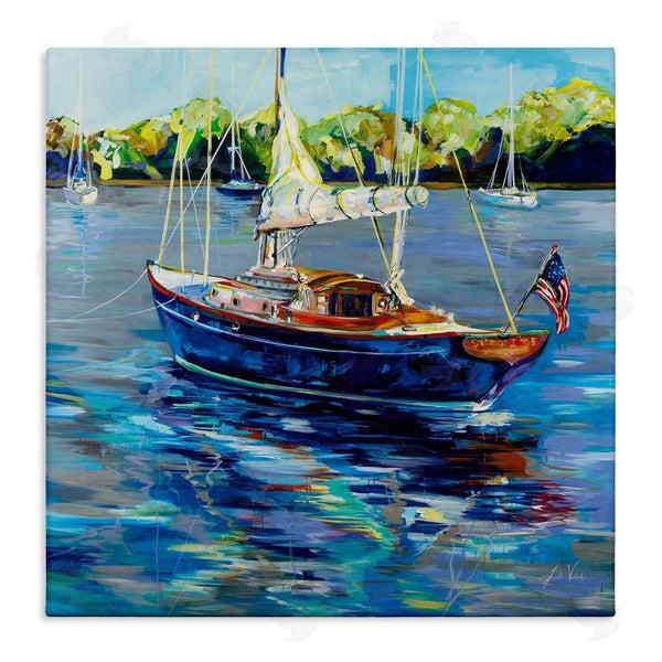 stupell industries Jeanette Vertentes | Boat with American Flag Wall Art