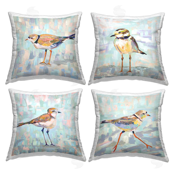 stupell industries Jeanette Vertentes | Little Birds with Abstract Pattern Printed Throw Pillow Set