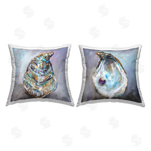 stupell industries Jeanette Vertentes | Nautical Oyster Shells Printed Throw Pillow Set
