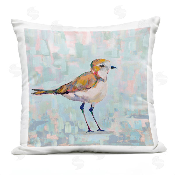 Stupell Industries Jeanette Vertentes | Small Brown Bird Pastel Blocked Background Printed Throw Pillow
