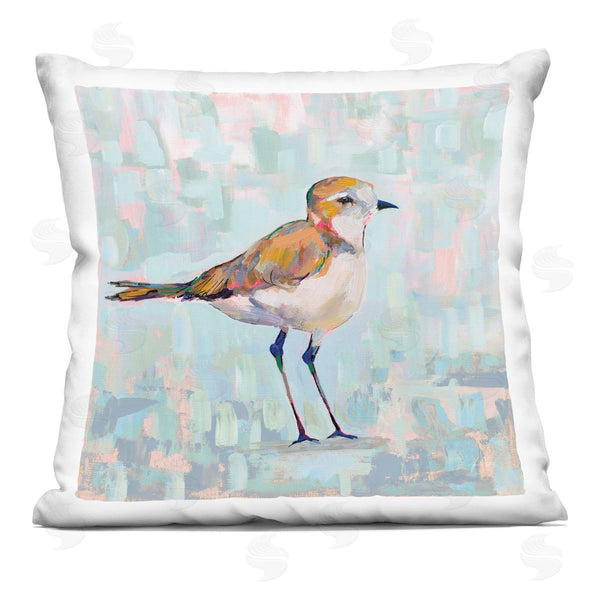stupell industries Jeanette Vertentes | Small Brown Bird Pastel Blocked Background Printed Throw Pillow