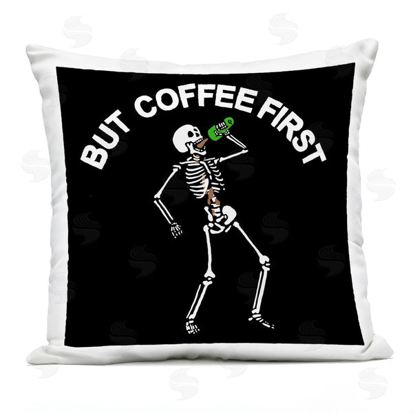 Stupell Industries Jedco Brands Inc. | But Coffee First Skeleton Printed Throw Pillow