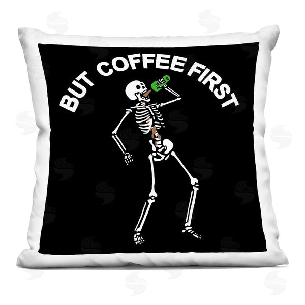 stupell industries Jedco Brands Inc. | But Coffee First Skeleton Printed Throw Pillow