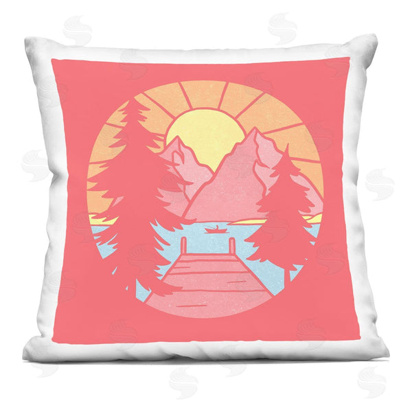 stupell industries Jedco Brands Inc. | Retro Lake Dock Warm Tones Printed Throw Pillow