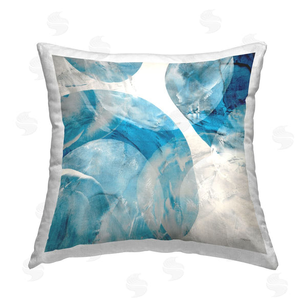 stupell industries Jeff Iorillo | Blue Layered Round Shapes Printed Throw Pillow