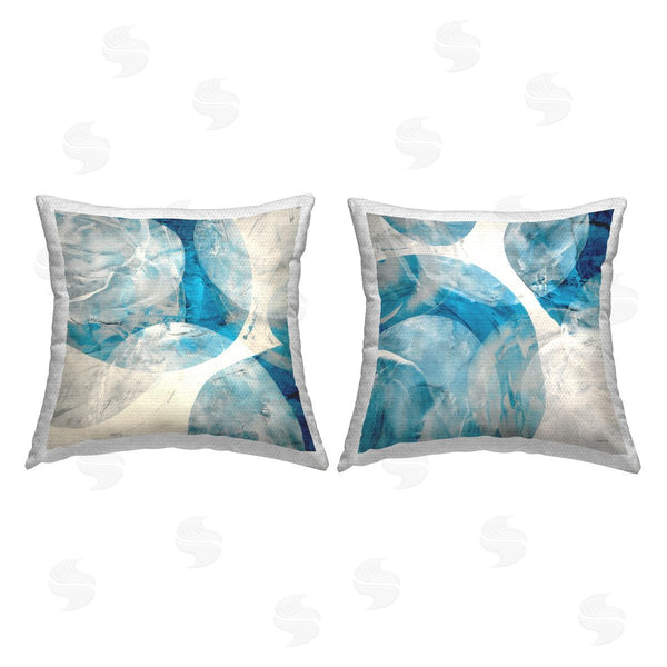 Stupell Industries Jeff Iorillo | Blue Overlapping Abstract Shapes Printed Throw Pillow Set
