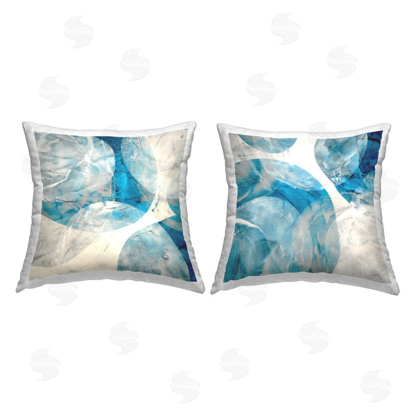 stupell industries Jeff Iorillo | Blue Overlapping Abstract Shapes Printed Throw Pillow Set