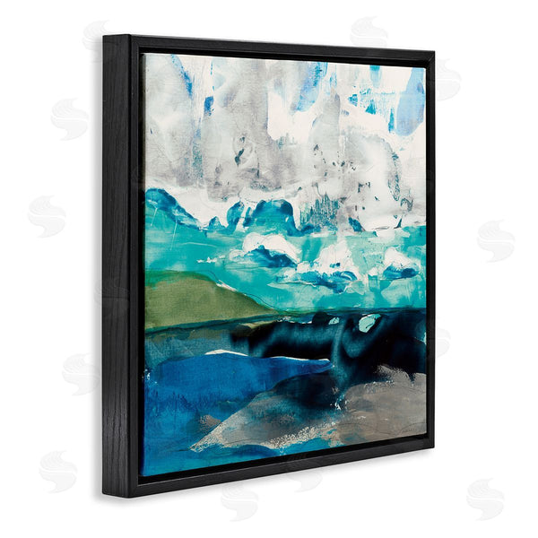 Stupell Industries Jeff Iorillo | Coastal Landscape Abstraction Flowing Blue Ocean Sky Wall Art